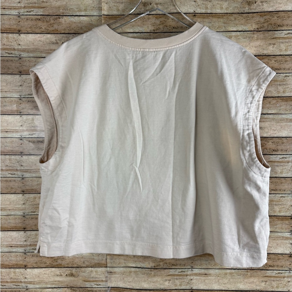 By Anthropologie Appliqué Muscle Tee peach embroidered Terry size xl - Picture 3 of 5